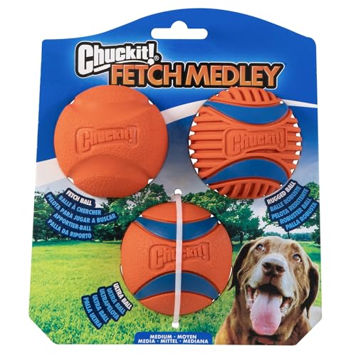 Chuckit! Ultra and Rugged Dog Balls, High-Bounce Fetch, Medium, Set of 3 - size: Medium (2.5"), style: Fetch Pack 2