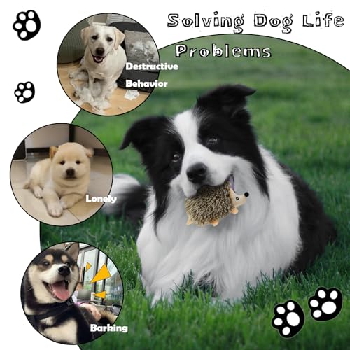 Hide and Seek Dog Toys, Mushroom Crinkle Paper Hideaway with 5 Pack Squeaky Hedgehogs Interactive Plush Puzzle Puppy Chew Toy to Keep Them Busy for Small Medium Large Dogs - color: Mushroom Hideout with 5 Hedgehog Brown