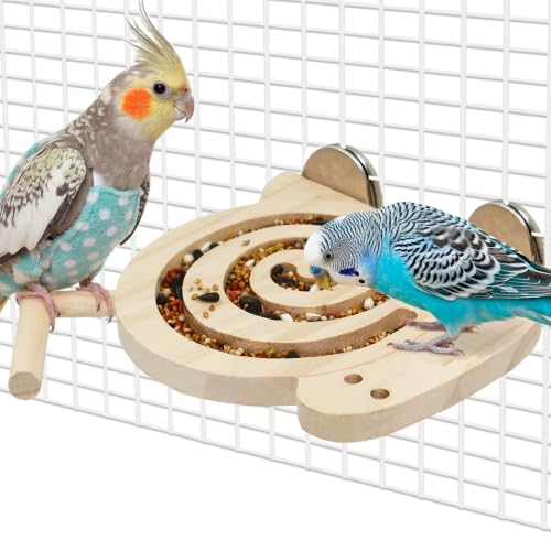 Bird Foraging Toys with Perch, for Novice/Older/Slow-Learning Birds - size: no mirror