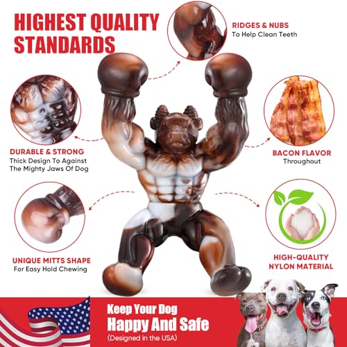 Dog Toys for Aggressive Chewers, Indestructible Dog Toys, Almost Indestructible Dog Bones for Small/Medium/Large Dogs Teeth Cleaning and Training - color: Brown