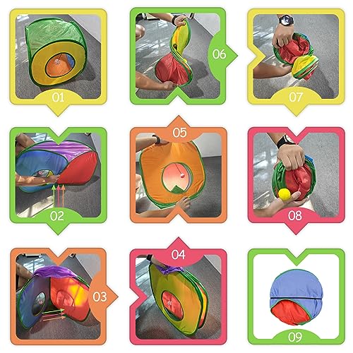Andiker Cat Tunnel, Foldable Square Colorful Kitten Pop Up Tent Matches with Most Cat Tubes Polyester Kitten Tent with a Bell Ball 3 Holes Kitten Tubes to Hide Play (Square S) - size: Cube S