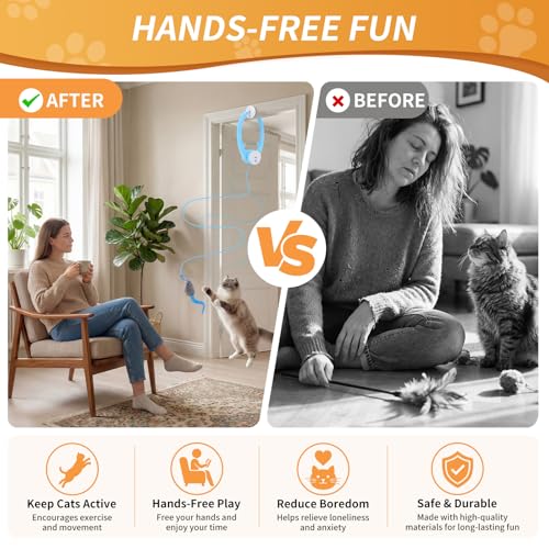 Interactive Cat Toys for Indoor Cats, Clip-On Automatic Flying Mouse