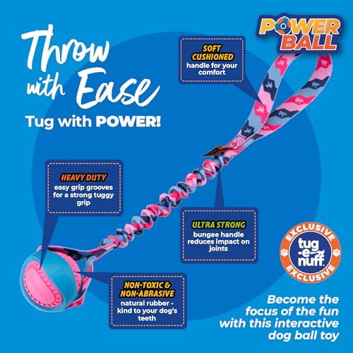 Tug-E-Nuff PowerBall Bungee Tug (Green Pattern), Dog Toy, 17" - color: Green