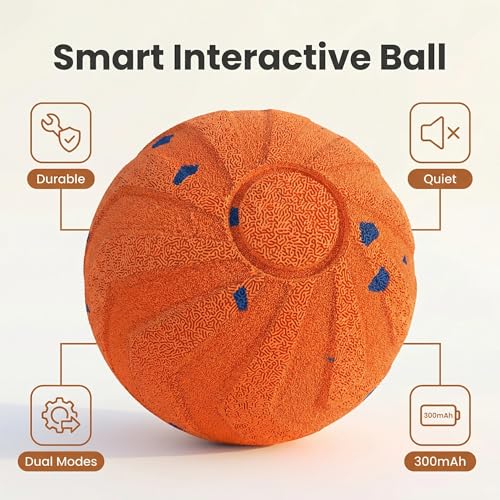 Interactive Dog Ball, 2 Modes Automatic Dog Toy, IPX7 Waterproof - color: Orange-1