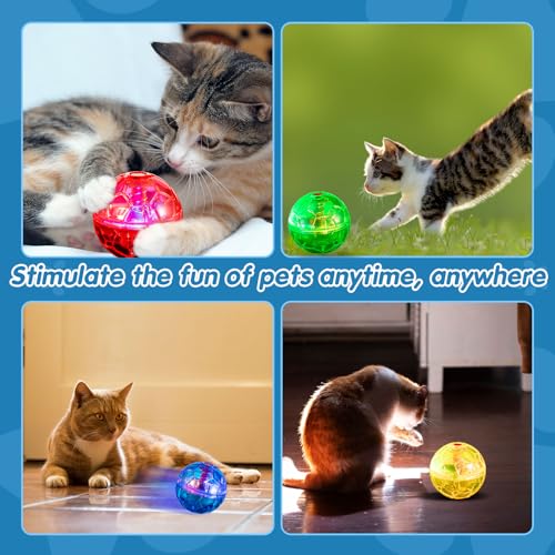 Frienda 4 Pcs Light up Cat Ball LED Motion Ghost Hunting Cat Ball, Colorful - color: Colorful