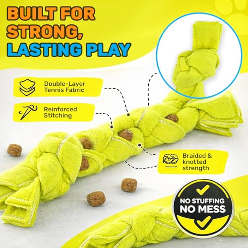 GURU Pet Squeaking Tennis Snuffle Rope Dog Toy with Braided Design - Snuffle Rope for Durable Play - Interactive Dog Toy with Squeakers & Treat Hiding for Stimulation - Dog Snuffle Toy for Active Pets - style: Small