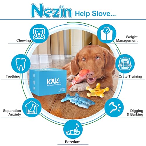 NEZIN Dog Chew Toys, Indestructible Dog Toys for Aggressive Chewers, Tough Dog Toys, Durable Dog Chew Toys for Large Medium Breed, Interactive Dog Toys with Real Beef Flavor (Mix 3 Pack) - color: Mix 3 PCS