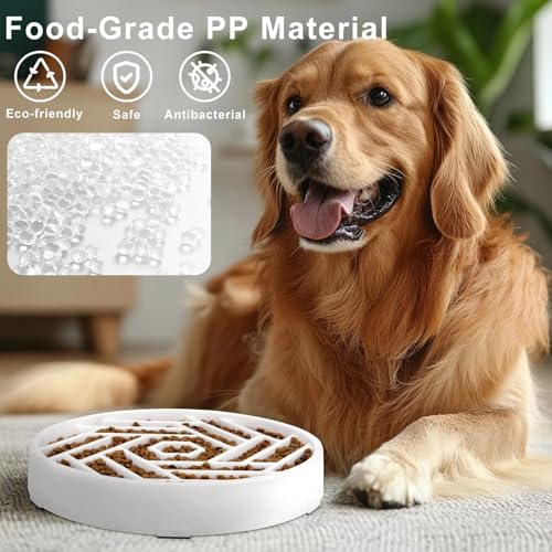 TOBYTO Slow Feeder Dog Bowls Large Medium Breed,Anti-Choking Slow Eating Dog Food Bowl,Non Slip Pet Slower Food Feeding Bowls Large Puzzle Slow Feeder Bloat Stop Maze Dog Dishes,White - color: White