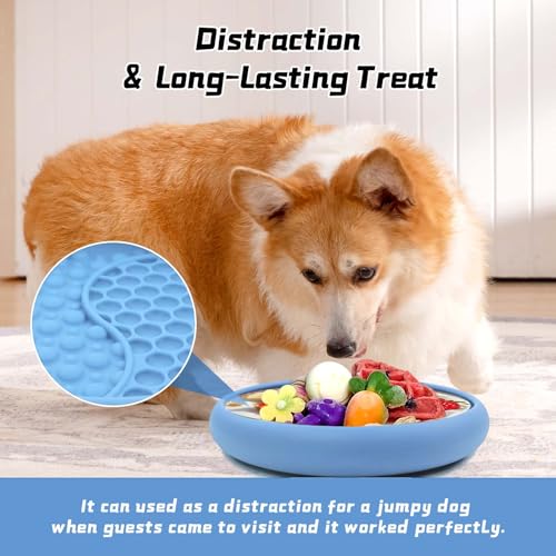 Dog Lick Bowl, Non-Slip Lick Mat Slow Feeder for Dogs & Cats - color: Light Blue, size: Large