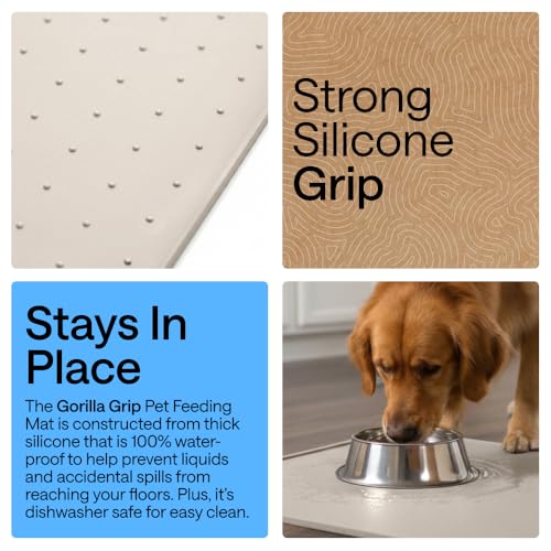 GORILLA GRIP Dog Food Mat, 100% Waterproof Silicone, 32x24 Beige - color: Beige, size: 32"l X 24"w