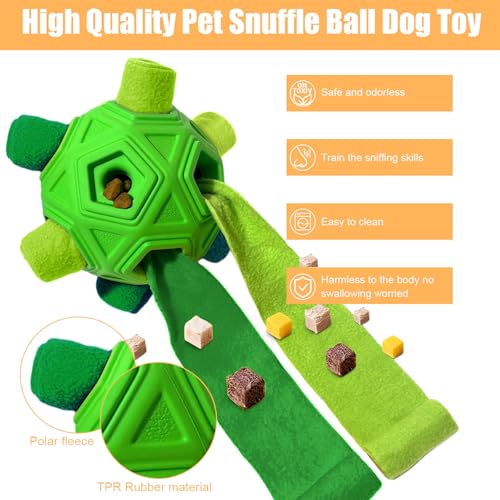 Dog Snuffle Ball,Interactive Puzzle Dog Toys with Strips and Squeaky Carrot - color: All Green