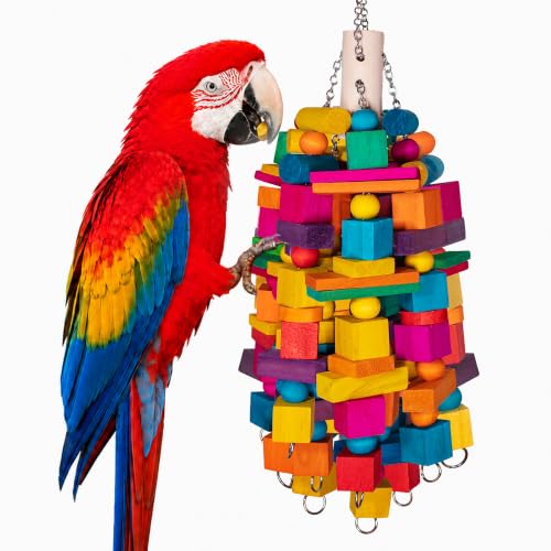 20" Large Bird Toys Natural Wooden Foraging Toys for Medium& Large Birds