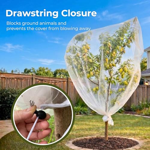 Fruit Tree Netting Cover with Zipper & Drawstring, 2 Packs 10ft x 10ft Insect Bird Barrier Netting for Garden Protection, Ultra Fine Mesh Garden Netting Pest Barrier, Extra Large - size: 10 x 10 ft(2 Packs)