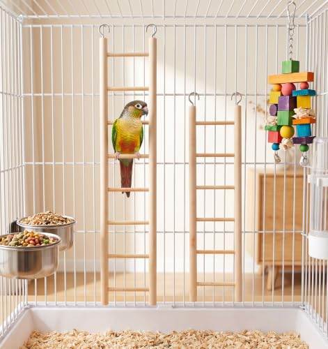 2 Pack Bird Ladder, Bird Cage Ladder Wooden 36 cm & 28 cm