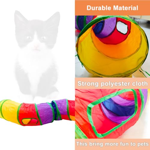 Cat Tunnel, Cat Tunnels for Indoor Cats, S-Shape Foldable Cats Cave - color: S - 2 Way Yellow Green