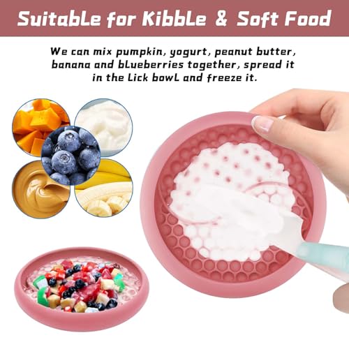 Dog Lick Bowl, Non-Slip Lick Mat Slow Feeder for Dogs & Cats - color: Pink, size: Large