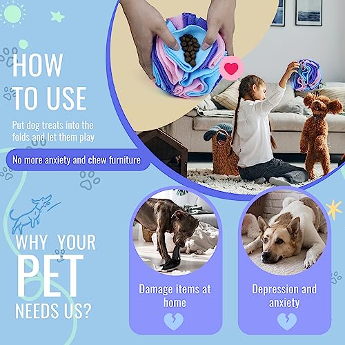 Pet Snuffle Ball, Puzzle Sniffing Interactive Dog Ball for Blind Dogs Training Stress Relief Dog Enrichment Toys Treat Machine Washable (15cm, Macarons Color) - color: Macarons color, size: 15cm