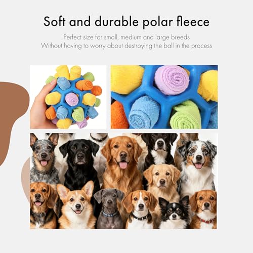 Mira's Pocket Dog Snuffle Ball Toy, Mental Stimulation Chew Toy for Dogs & Cats, 14cm Licking Mat Treat Dispensing Ball with Hollow Design, Slow Feeder for Fast Eaters (Rainbow Colors) - color: Rainbow colors