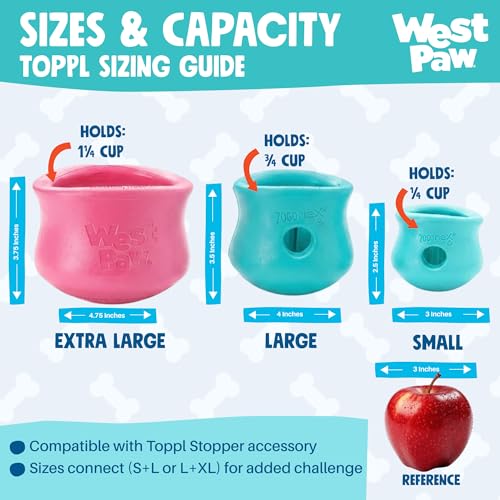 WEST PAW Zogoflex Toppl Interactive Treat Dispensing Puzzle Dog Toy for Mental Stimulation & Enrichment-Holds Kibble & Treats-Lickable, Freezable & Dishwasher Safe-Made in USA-XL-Geranium - color: Geranium, size: X-Large
