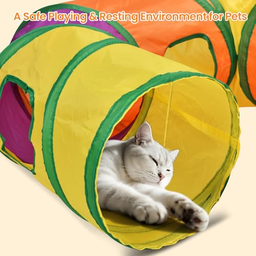 Petizer H-4-Way Collapsible Cat Tunnels for Kittens Indoor Entertainment, Washable Cute Cat Tube Toys with Interactive Playing Balls,Tear-Resistant Pet Tube, Cats, Kitten, Kitty, Puppy, Rabbit