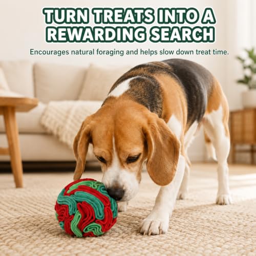 Snuffle Ball for Dogs - Interactive Dog Toys to Keep Them Busy, Dog Puzzle Toy with Soft Fabric for Small, Medium, Large Dogs Daily Companionship, Training Reward Gift - color: Red & Green, size: Medium