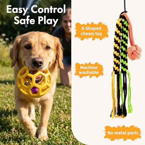 Flirt Pole for Dogs, 40" Extendable Aluminum Teaser Pole with 4 Lures - size: 40"(102cm)
