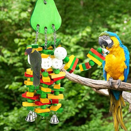 Large Bird Parrot Toys for Cockatoos African Grey Macaws Amazon Parrots - color: Green