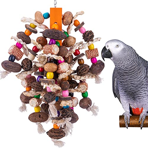 19.6" Large Parrot Bird Chewing Toys-Natural Nuts Corn Parrot Tearing Toy