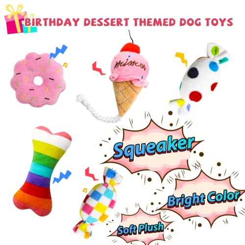 lilfrd 9Pcs Pink Dog Birthday Toy Set, Squeaky Hat Bandana Gift for Dogs - style: Pink Birthday Pack