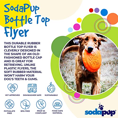 SodaPup Bottle Top – Durable Flyer Retrieving Toy Made in USA from Non-Toxic, Pet-Safe, Food Safe Natural Rubber for Bonding, Physical Exercise, Building Confidence, Teaching Self-Control, & More - color: Bottle Top Flyer Orange, size: Large