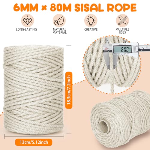 262FT 1/4 Inch Cat Scratching Sisal Rope for Cat Trees & Posts - color: White, size: 262ft