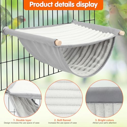 BWOGUE Bird Nest Bed Hanging Hammock, Parakeet Bed for Cage, Cockatiel Bed - color: Grey, size: Large (13.56"x9.2")