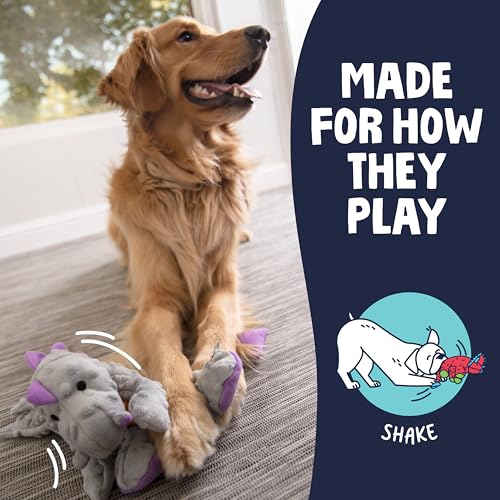 goDog Dragons Squeaky Plush Dog Toy with Chew Guard Technology, Durable Fabric & Squeaker for Active Play, Gray, Large - color: Gray, size: Large