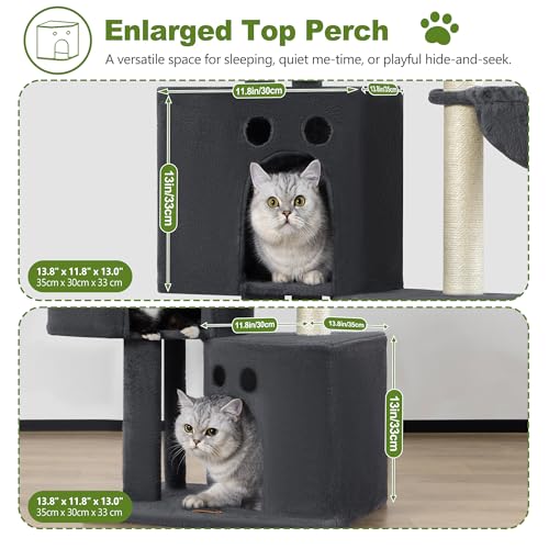 Small Cat Tree Tower for Indoor Cats, 40 in Medium Cat Bed Scratching Posts