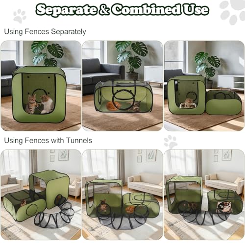 Cat Playpen, 3-in-1 Pop-up Outdoor Cat Enclosure, Green - color: Green