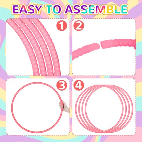 Shappy 6 Pcs Exercise Hoop Set Detachable Adjustable - color: Pink, size: 26 Inch