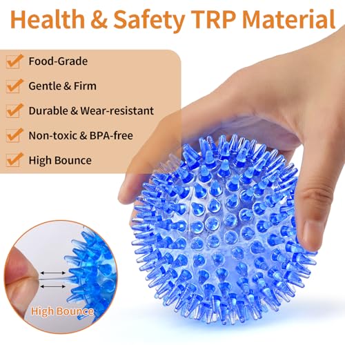 6 Pack Squeaky Spiky Dog Balls, Puppy Chew Toys for Teething, Medium - size: Medium