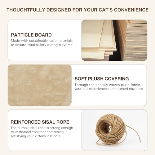 26-in-1 Cat Wall Shelves with Cat Tree, 40''L Tunnel, Moon, Beige - color: Beige, size: 26-in-1