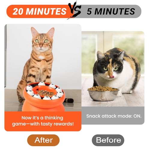 Cat Puzzle Toy, Puzzles Cats Slow Feeder Treat Dispenser for Indoor Cats, Mental Stimulation Slow Feeder Cat Bowl, Reduce Boredom and Anxiety