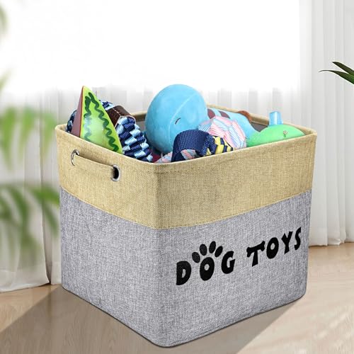 PET ARTIST Dog Toy Basket, Large Collapsible, Gray, L:15"x13"x12" - color: Gray, size: L:15"x13"x12"