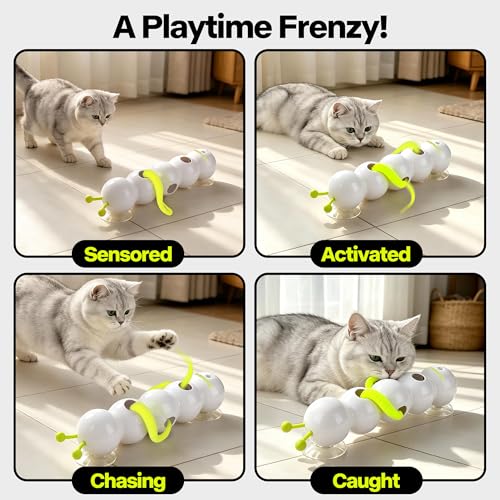 Interactive Caterpillar Cat Toy, Whack-a-Mole Feather Teaser Cat Toy