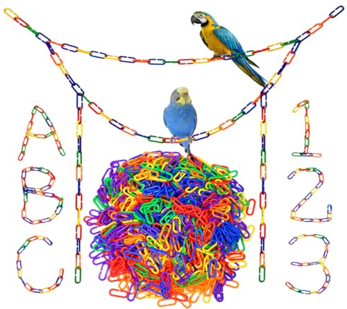 600Pcs Rainbow C-Clips Plastic Chain Links for Birds & Small Pets - color: Rainbow, size: 600Pcs
