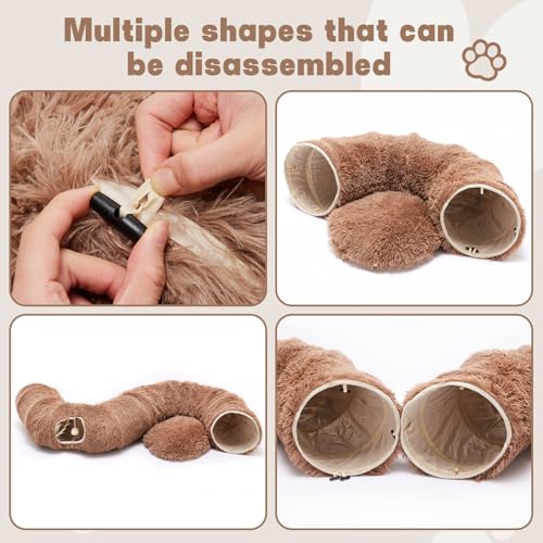Cat Tunnels for Indoor Cats, Donut Tunnel Toys for Cats - Brown - color: Coffee