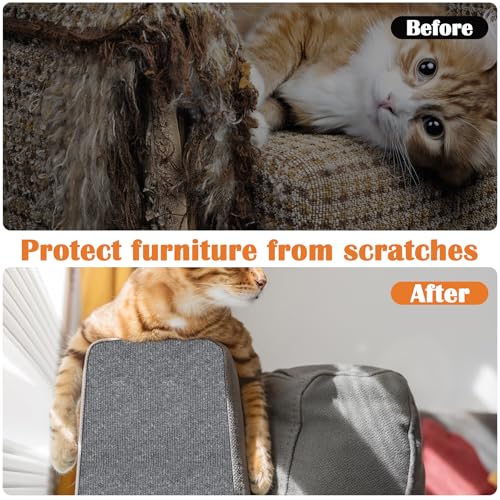 Cat Scratch Furniture Protector - 40" x 13.8" Trimmable Self-Adhesive Cats Claws Scratch Pads, DIY Cat Climbing Couch Protector for Scratch Post Cat Tree Replacement Indoor (Light Gray) - color: Light Gray, size: 13.8" x 40"