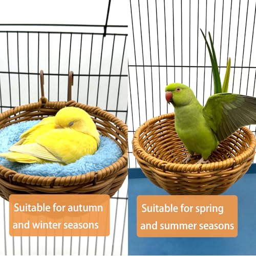 Rattan Bird Nest for Cage，2PCS Hanging Parrot Breeding Nesting House - style: Semicircle