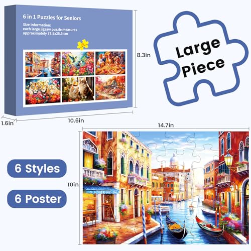 6 Pack 36 Large Piece Puzzle for Seniors Dementia Alzheimer's Products - color: 36 Large Pieces
