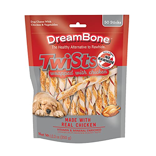 DreamBone Chicken Wrapped Twist Stick Rawhide-Free Dog Treats, 50 Count - size: 12.3 Ounce (Pack of 1)