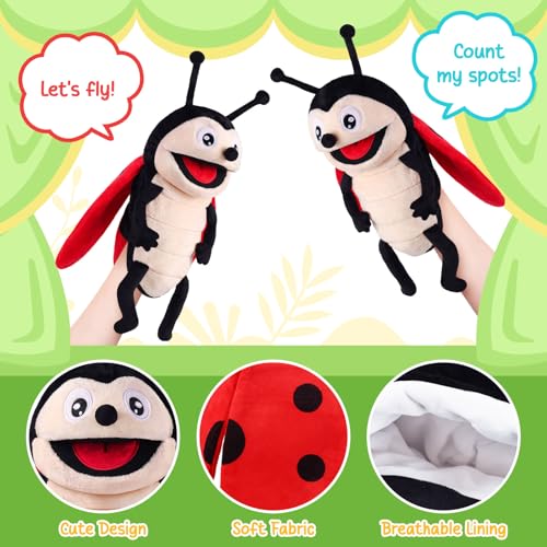 Animal Hand Puppets 11 Inch Insect Plush Ladybug Ant Dragonfly Caterpillar Puppet Toys Role-Play Puppets for Kids Storytelling Imaginative Pretend Play Teaching Preschool(Ladybug) - style: Ladybug