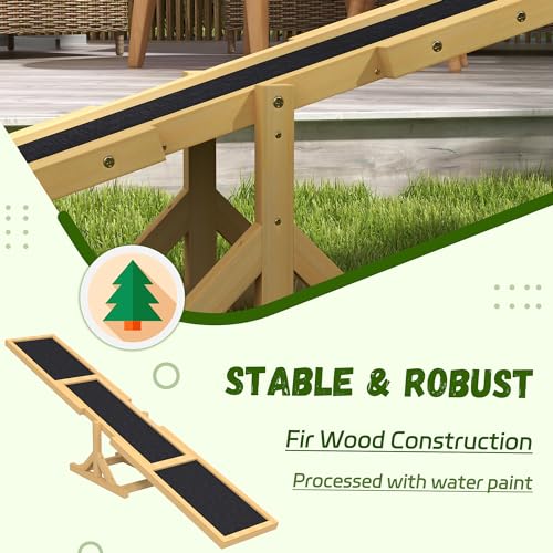 Havemies 71 Inch Wooden Dog Agility Seesaw with Anti-Slip Surface,Outdoor Training Teeter - color: Yellow
