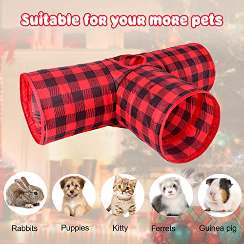 BWOGUE Bunny Tunnels & Tubes, 3-Way Collapsible Rabbit Hideout for Bunnies - color: Plaid